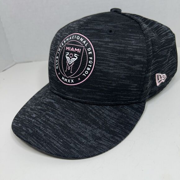 New Era Black Inter Miami CF Team Logo 59FIFTY Fitted Hat Size 8 Soccer - Picture 1 of 6